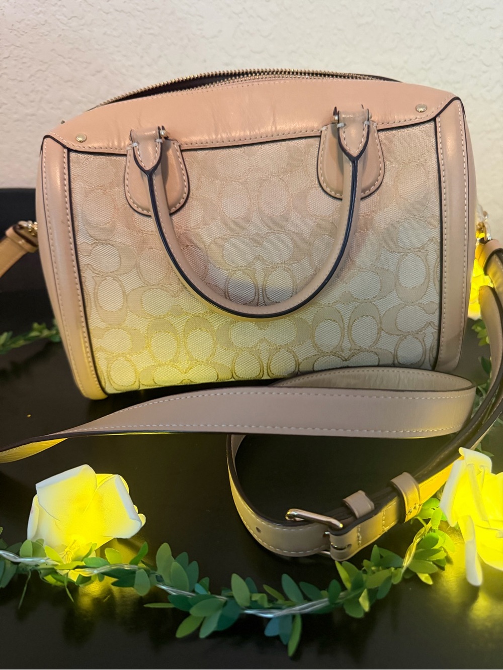 Coach Blush Signature Canvas Satchel with Leather Trim - Picture 2 of 5